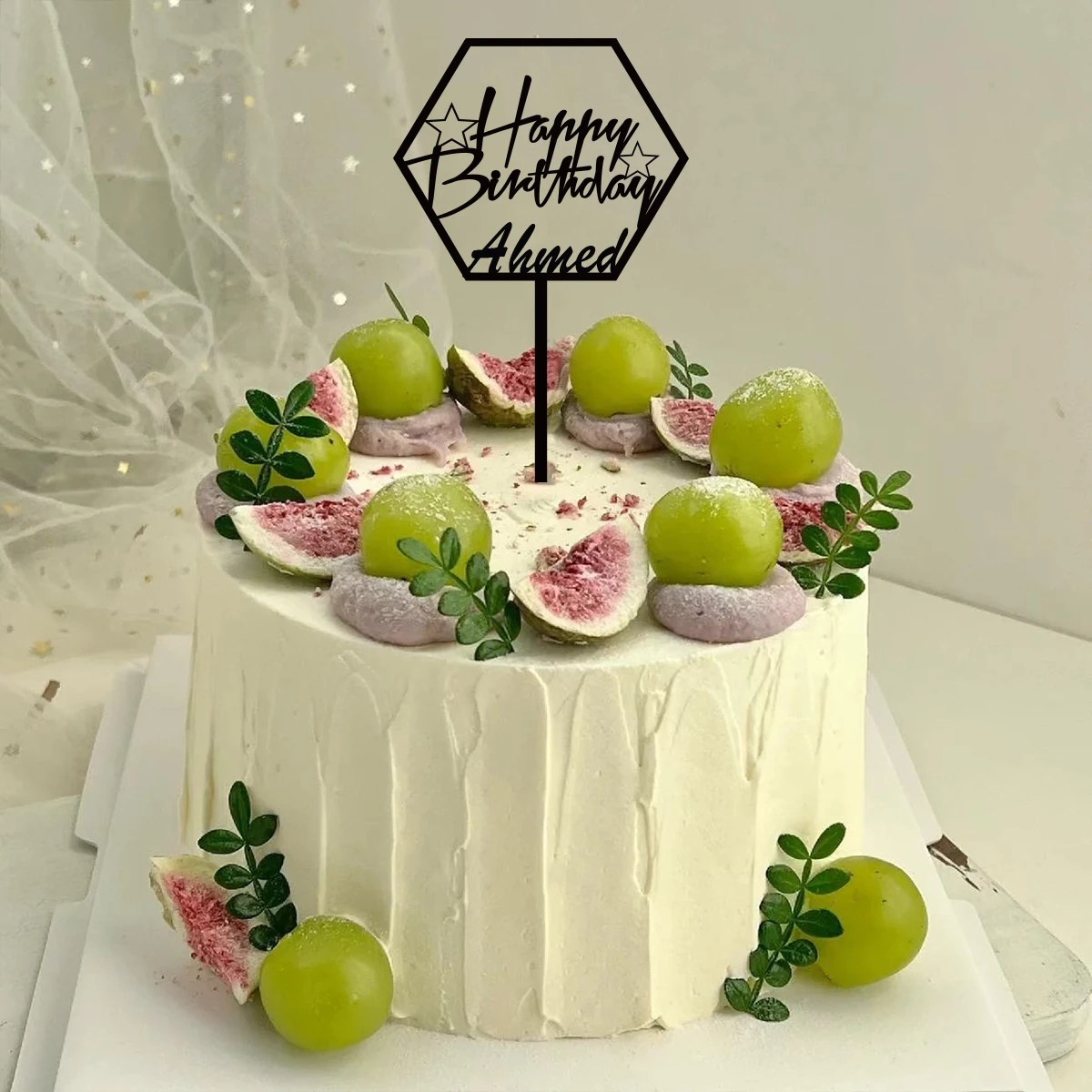 1PC Cartoon Happy beautiful birthday Customized Name Cake Stand Bar Topper Supplies Graduations & Holiday Celebrations view 4
