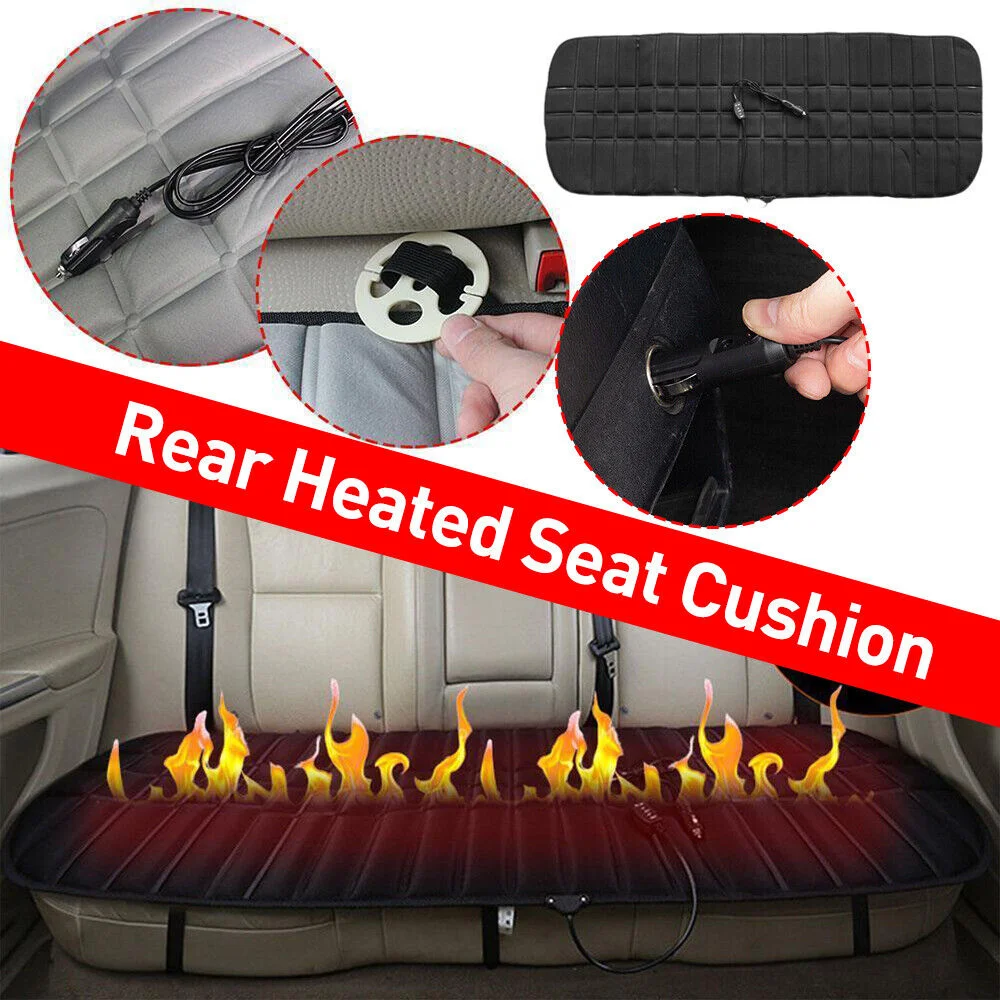 12V-24V Car Heated Rear Seat Cover Foldable Heating Seat Cushion Warmer Pad Universal Winter Warming Heater Protector 126cm*47cm