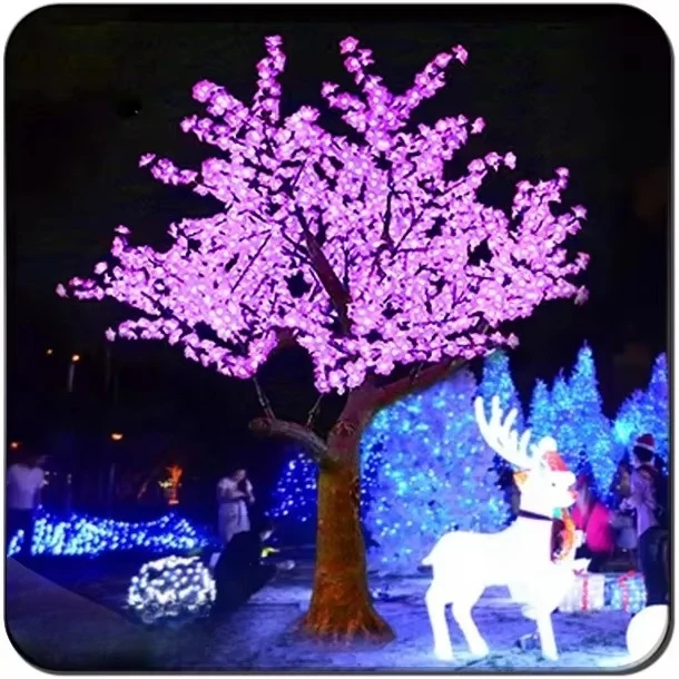 Custom Factory Christmas Sunshine Outdoor Decoration RGB 220V 3.5m Artificial Emitting Diode Cherry Blossom Tree Lights Wedding