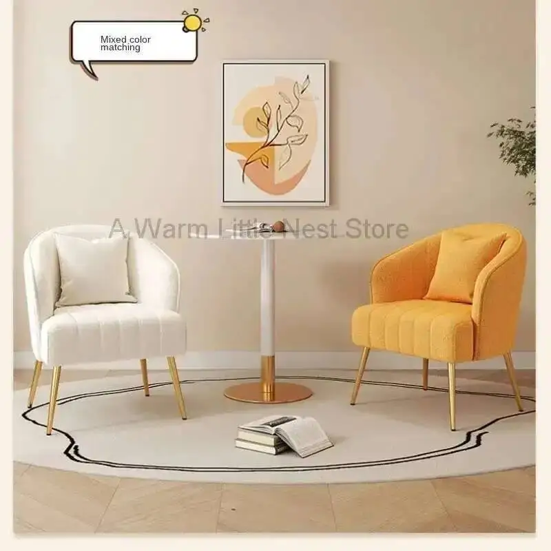 

Nordic Armchair Cream velvet single INS Lamb sofa living room corner sofa reception Design Relax Backrest bedroom vanity chair