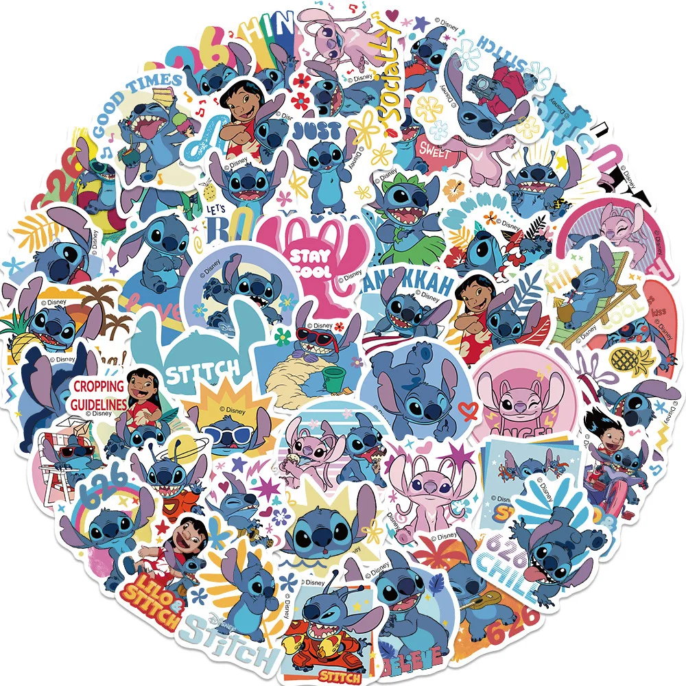 50pcs Disney Lilo Stitch Cartoon Graffiti Stickers DIY Phone Guitar Laptop Notebook Suitcase Cup Waterproof Sticker Kids Toys