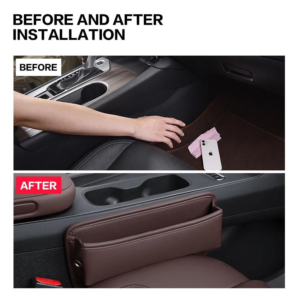 1PCS Car Seat Crevice Storage Box Bag PU Interior Accessory For DAIHATSU Hardtop Softtop Handi Handivan Charade Feroza 2022 2023