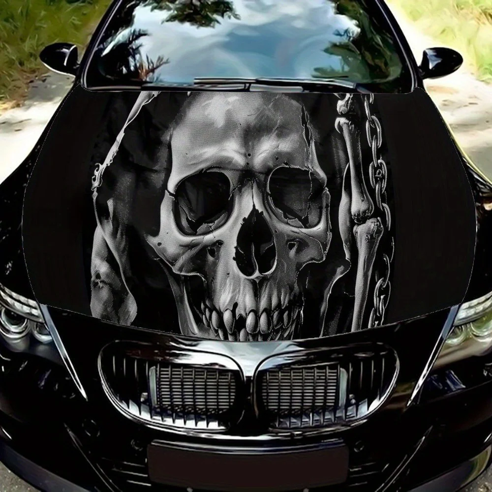 

Black Hat Skull PVC Engine Hood Stickers Suitable for Cars and SUVs - Durable, Stylish Automotive Accessories That Are Easy To A