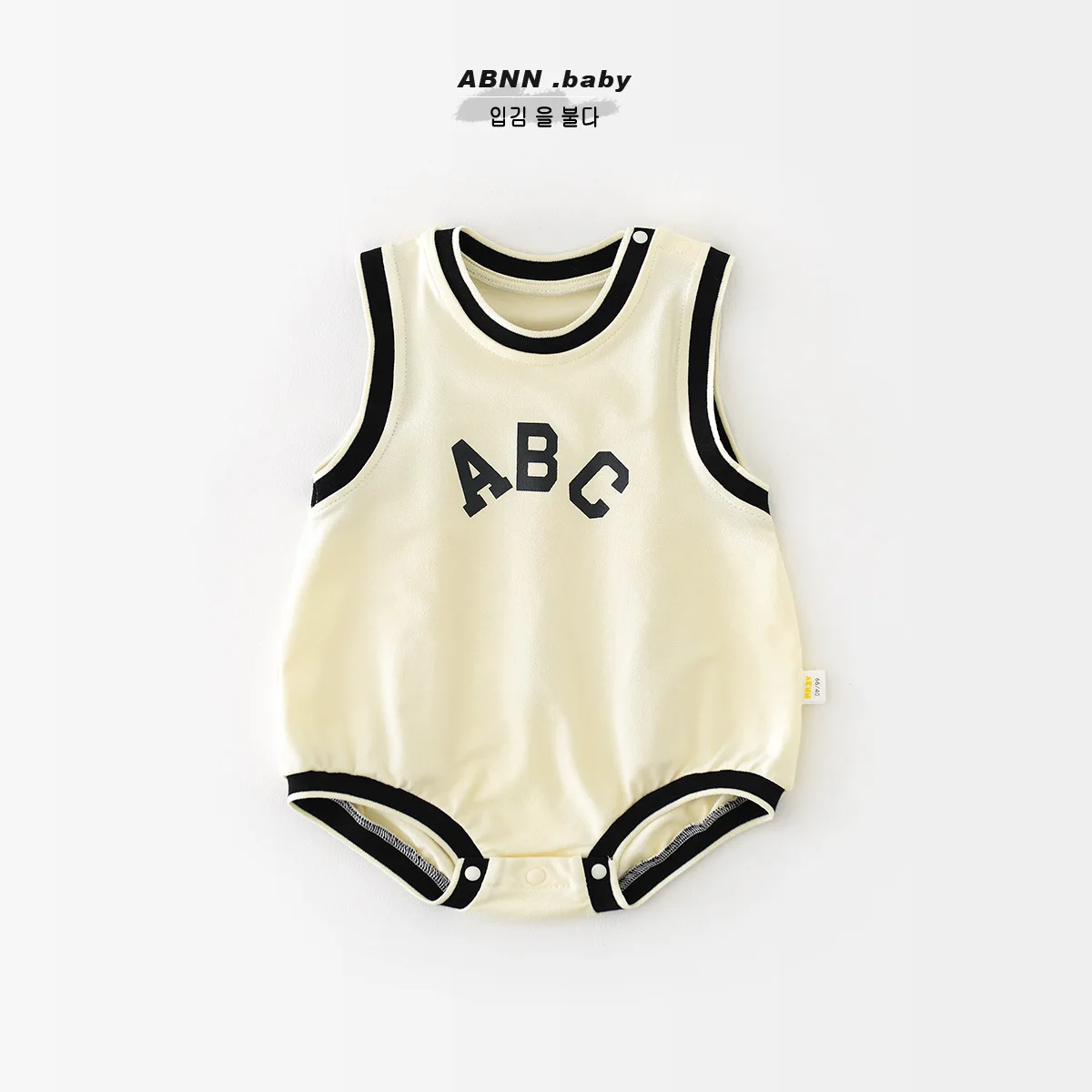 Summer 2024 ins baby boys romper muslin sleeveless letter thin newborn boys bodysuit loose simple infant boys outfits