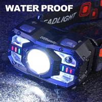 Rechargeable motion sensor headlamp 12v Flashlight Light Mini Headlamps Usb Portable Outdoor For Camping Cob Running flashlight