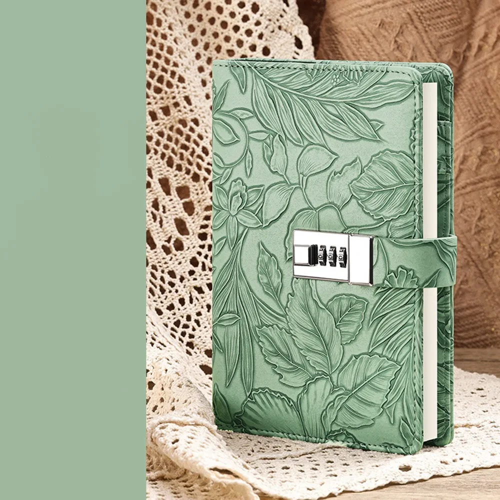 224 Pages B6 Notebook Protecting Secrets PU Leather Cover Diary Book Wear-resistant Thickened Student Notepad