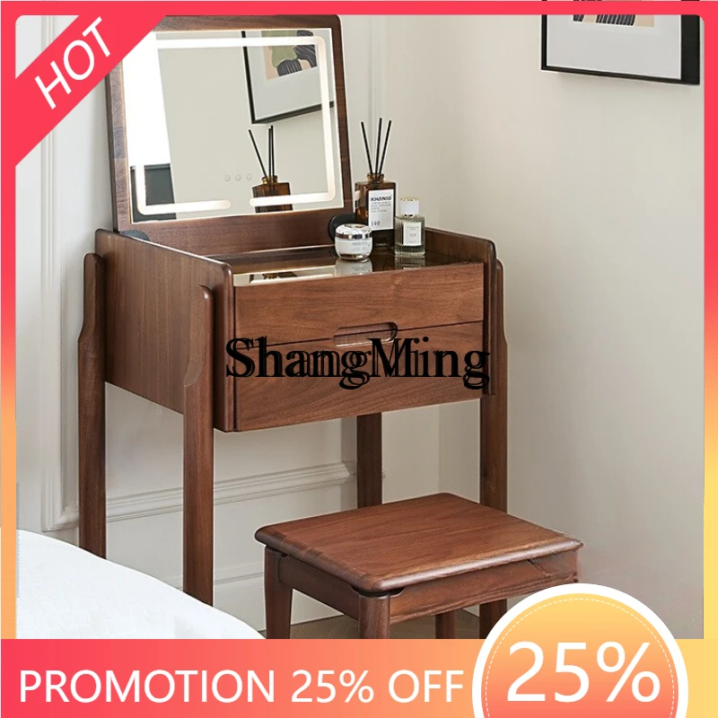 

SM new solid wood desk dresser simple small apartment black walnut dressing table