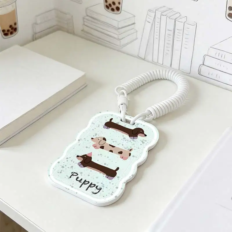 Card Protection Cover for Stretchable Spring Cord Kpop Photocard Holder Photo Protector Student Bus/Meal Card Protection Case