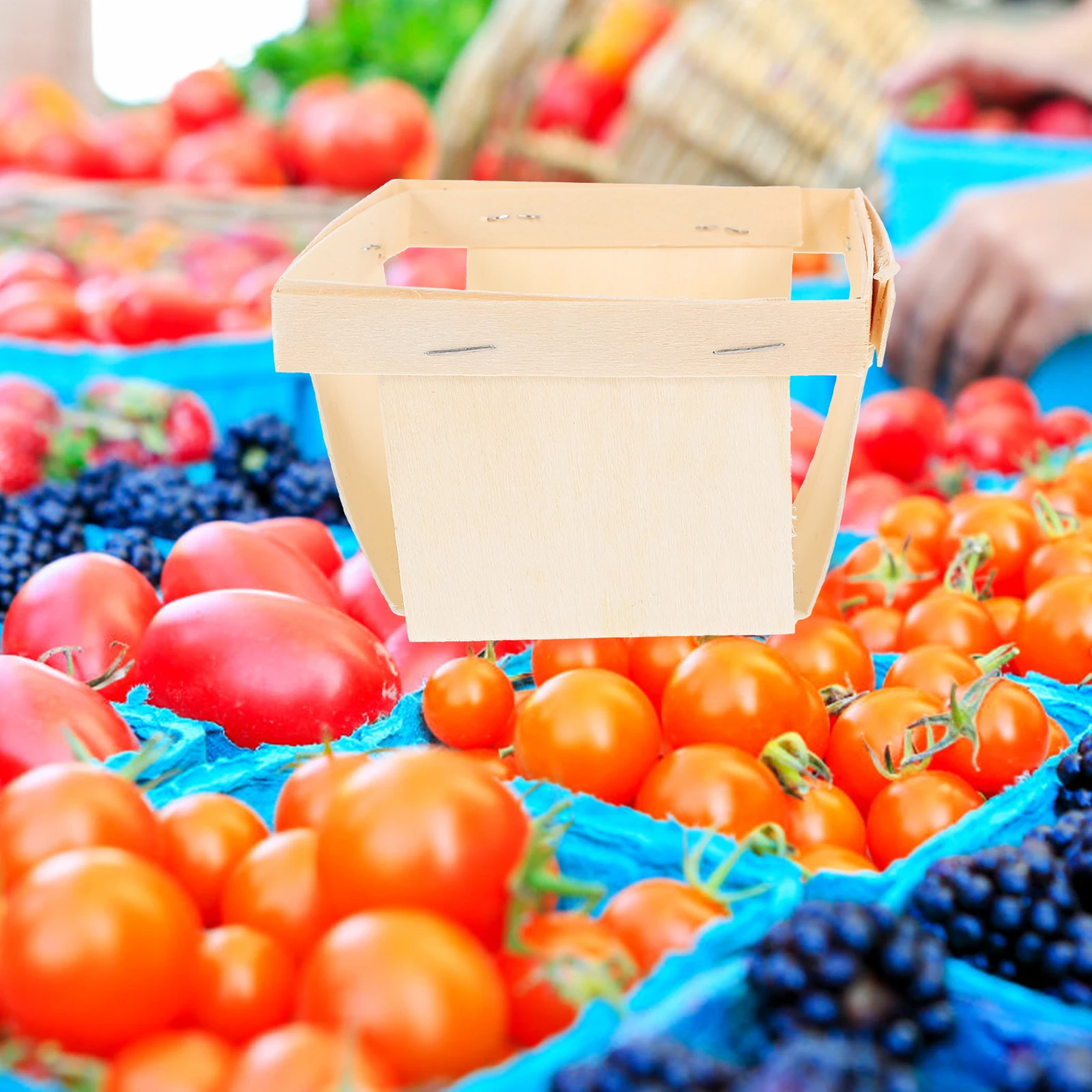 

4Pcs Wooden Storage Box Natural Wood Basket for Kitchen Fruits Vegetables Bread Serving Organizer Decorative Sundries Holder