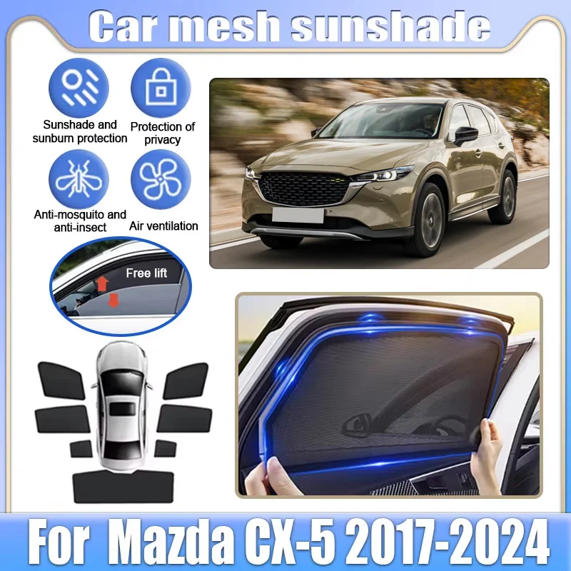 

Для Mazda CX-5 KF MK2 2017-2024: Сетчатые шторки на окна, солнцезащитные шторки, защита от солнца, шторки для конфиденциальности, защита от комаров, автоаксессуары