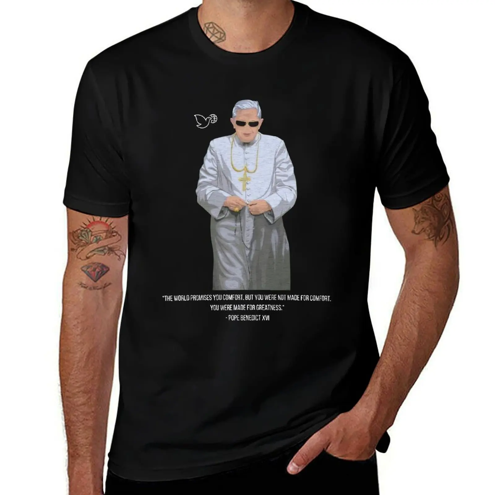 Pope Benedict XVI T-Shirt plus sizes street wear summer tops boys animal print men workout shirt