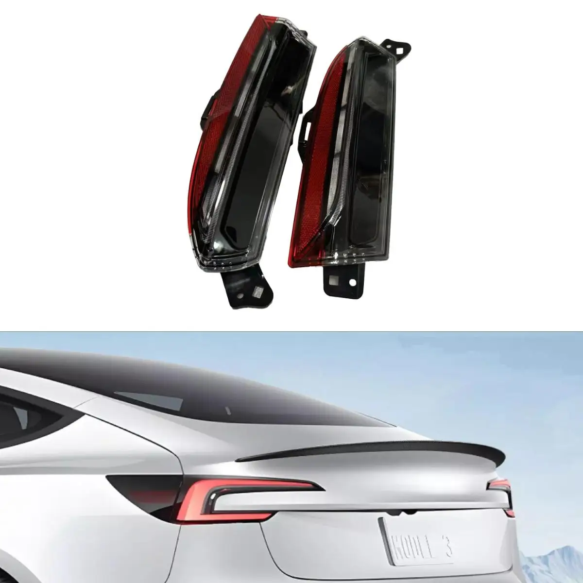 

2024 Tesla Model 3 Highland Rear Bumper LED Fog Light Rear Bumper Light Reflective Strip