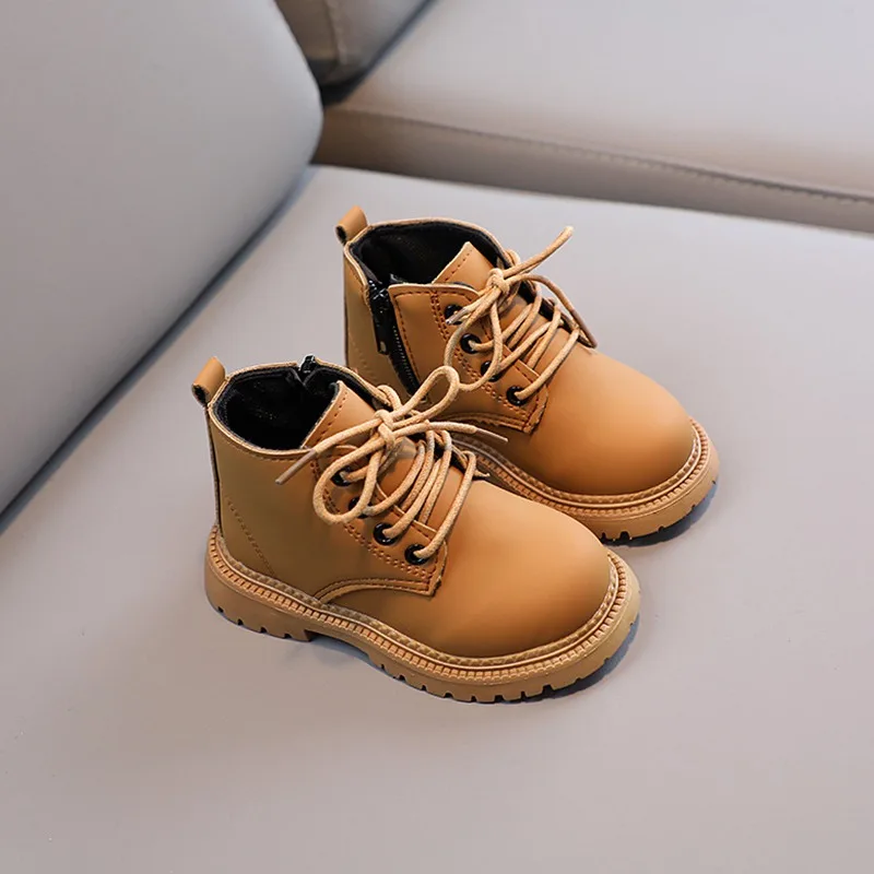 Fashion Kids Boys Girls Martin Boots Autumn Spring Winter Anti-slip British Casual Shoes Artificial Leather Children Short Boots