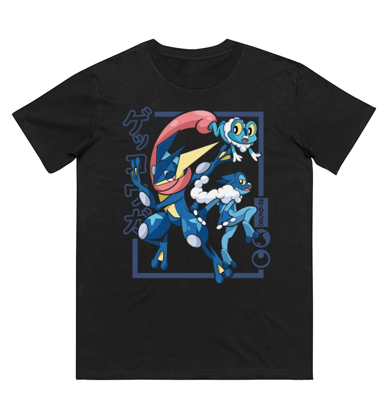 T-shirt en pur coton imprimé Pokémon Froakie Evolution pour hommes et femmes, nouvelle Collection printemps/été, chemise à manches courtes à la mode