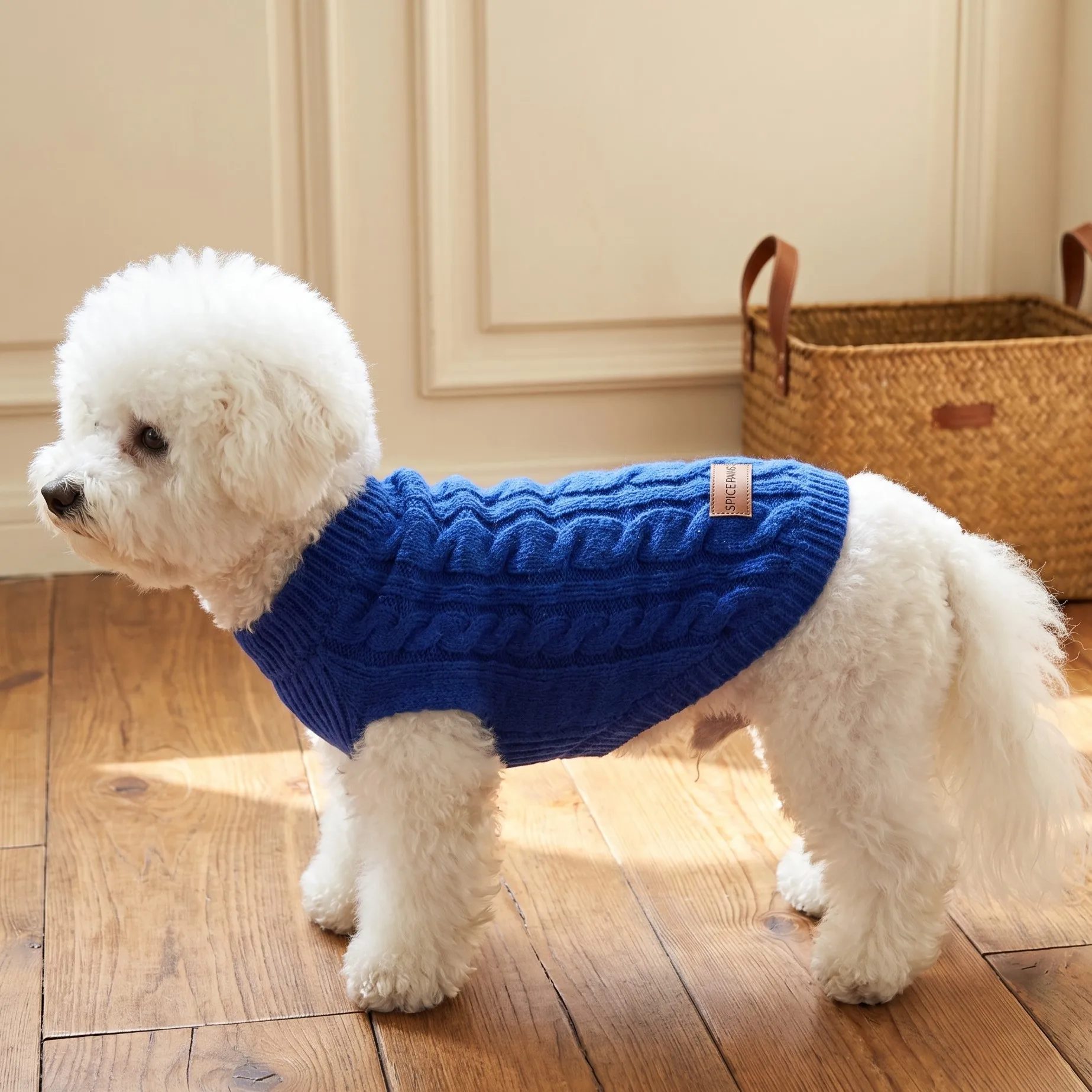 Hundepullover, gestrickte Weste für Haustiere, geflochtene Hundekleidung im Stil von „Fried Dough Twists“, warmer Mantel für Haustiere für Herbst und Winter, Kleidung für kleine Hunde. – Detail 11