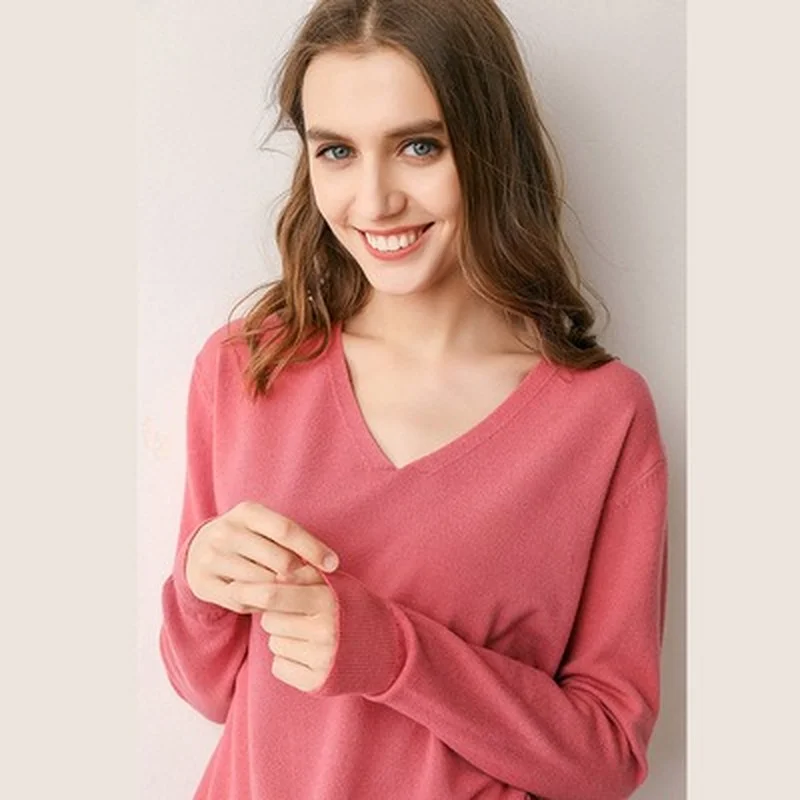 MRMT 2024 Brand New Sweater Women's V-Neck Pullover Loose Slim Knit Bottoming Cashmere Sweater Thin Sweaters For Female Tops