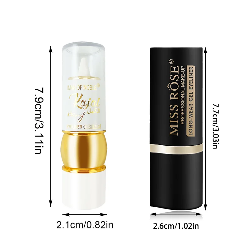 1PCSWHITE+ 1PCSBlack Tube Lipstick-style Ribbon Eyeliner Black Lasting Portable Natural Eye Waterproof Liner Pen Cream