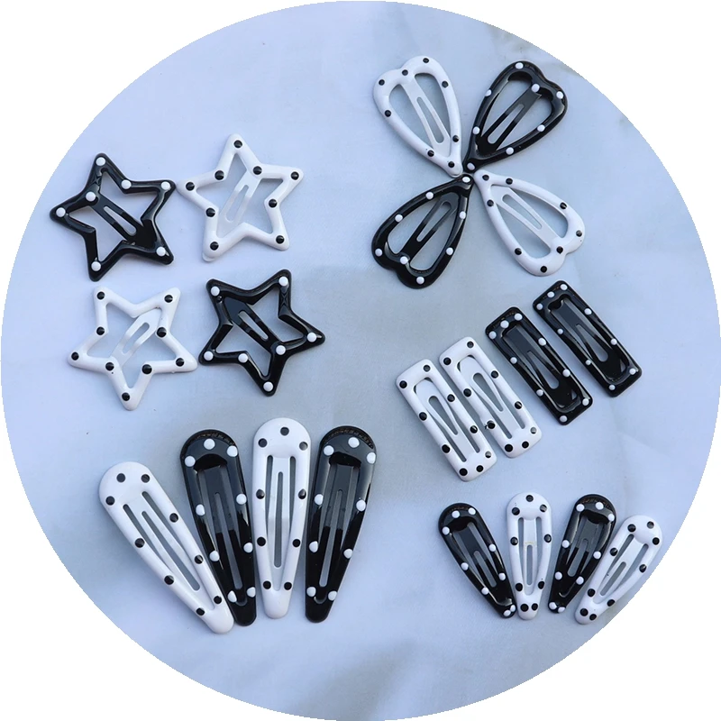 Cute Metal Star Hair Clips Side Barrettes Hair Grip Y2K Black White Dot Star Bb Hair Clips Women Grils Hair Accessories Headwear