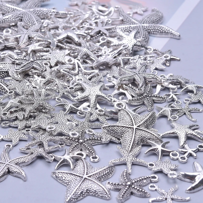 30/50/100pcs Mixed Marine Animal Starfish Charms Pendant For Jewelry Making Diy Necklace Bracelet Keychain Handmade Accessories