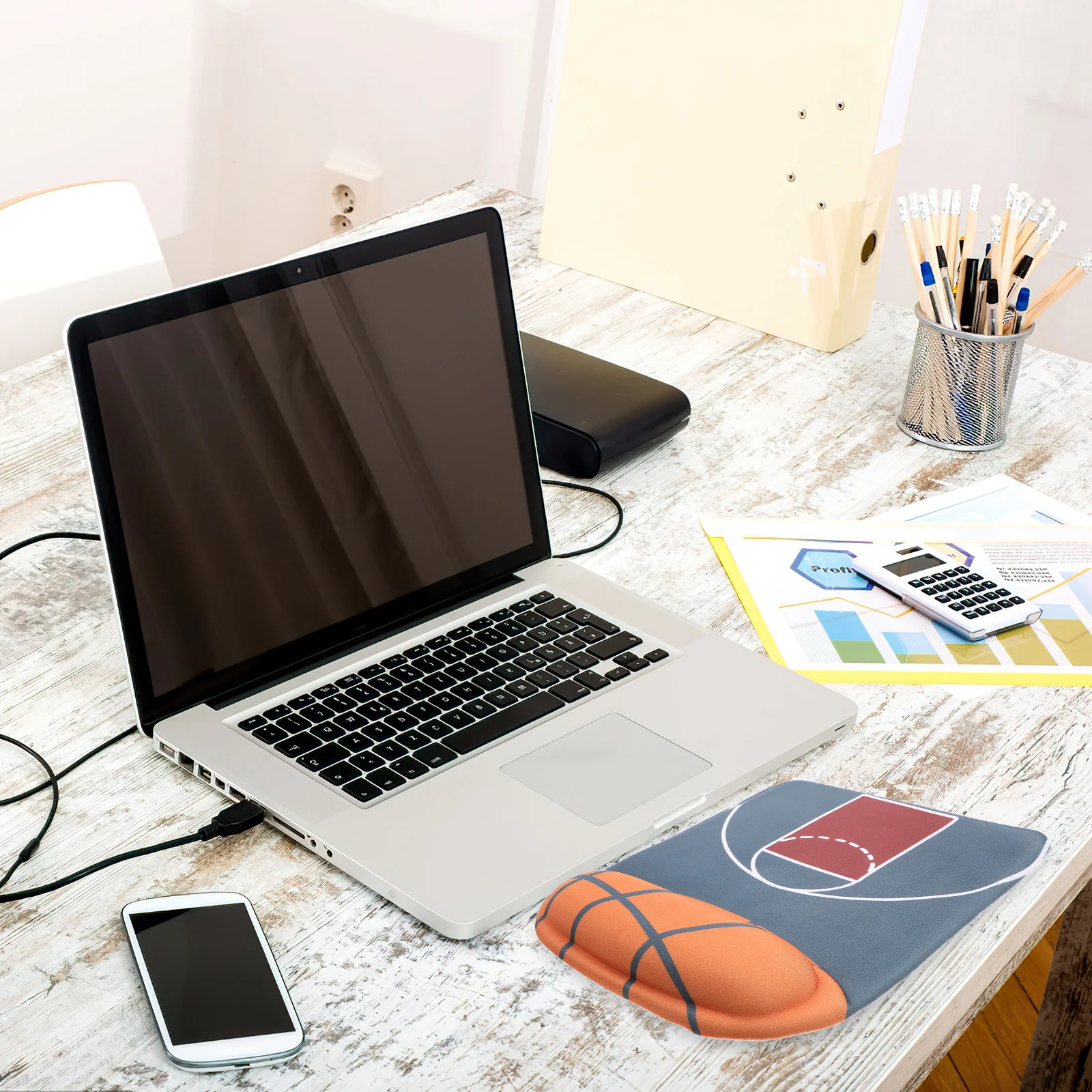 

Basketball Design Non-Slip Mouse Pad Comfortable Wrist Support Computer Mousepad for Office Work Playing Games Use