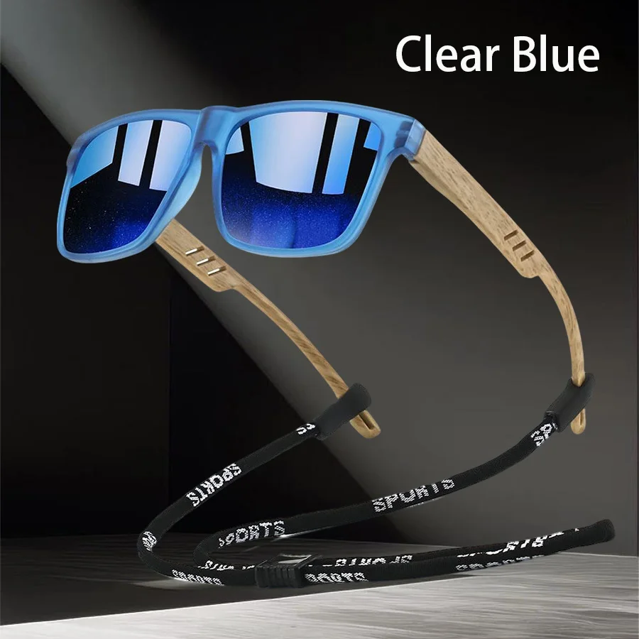 Modische Quadratische Sonnenbrille mit Kettendetail für Männer und Frauen, zum Fahren und Angeln, Farbenfrohe Trendige Leichtgewichtige Schutzbrille – Detail 3