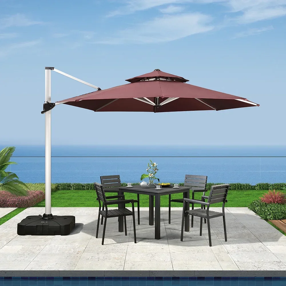 

High-End Waterproof Double Canopy Outdoor Umbrella Beach Aluminum Cantilever Garden Parasols Patio Umbrellas