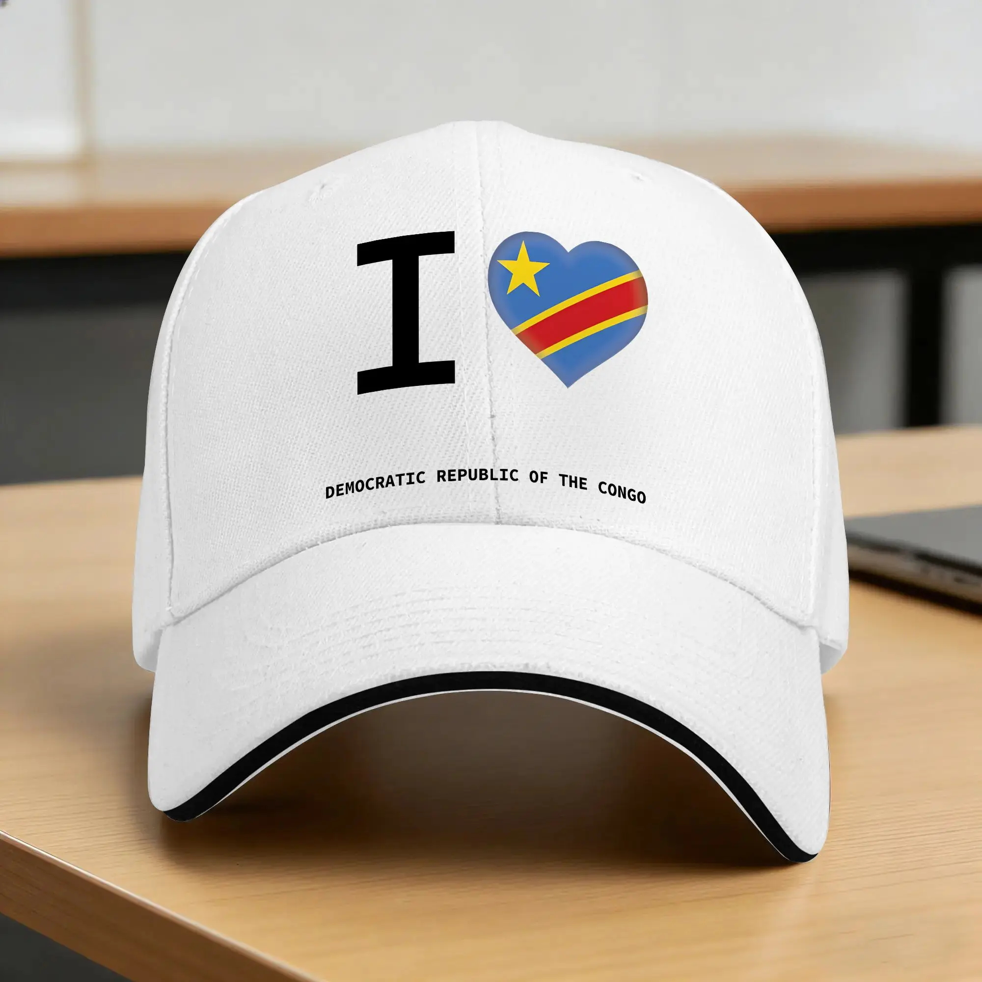 I Heart Democratic Republic Of The Congo Baseball Cap  Men Custom DIY Trucker Hat Sun Visor Hiking Fishing Snapback Cap Gift