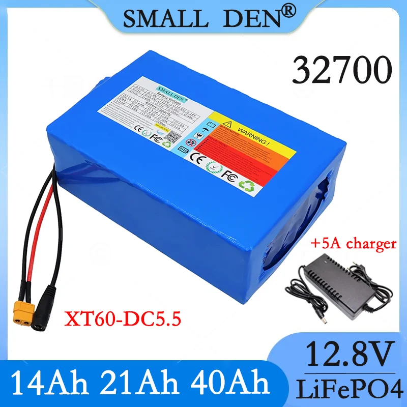 

12.8V 21Ah 40Ah Lifepo4 battery pack 4S 32700 Built-in 40A Same port charge and discharge balance BMS 12V Power Supply+Charger