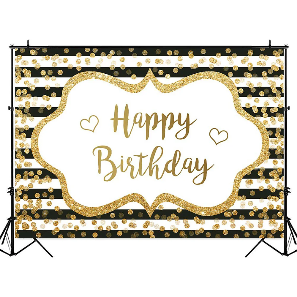 الذهب بريق النقاط عيد ميلاد سعيد خلفية الأبيض والأسود المشارب DIY بها بنفسك خلفيات حفلات زينة الكبار الاطفال لوازم عيد ميلاد