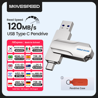 MOVESPEED 2 in 1 USB Type C Flash Drive Support OTG 64GB 128GB 256GB 512GB USB 3.0 120MB/s Pendrive for Macbook Phones Laptop PC