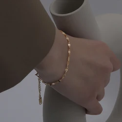 316L Stainless Steel Golden Bracelets Luxury Design Flash Ripple Sparkling Chain Bracelet For Women Minimalist Jewelry