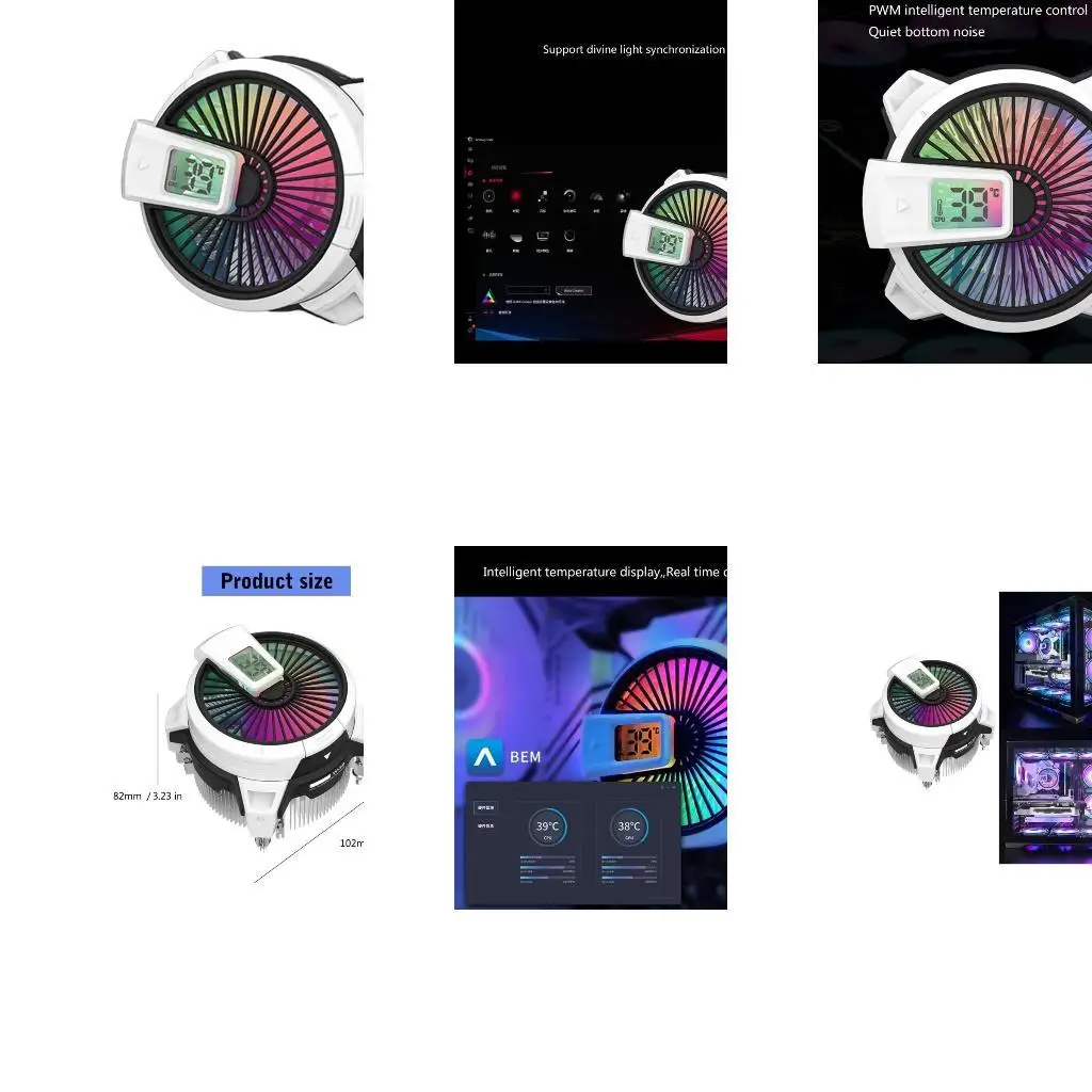 652F CPU Cooling Fan With Led Temperature Display And Vibranted 90mm ARGB Fan Space Saving For Small Builds