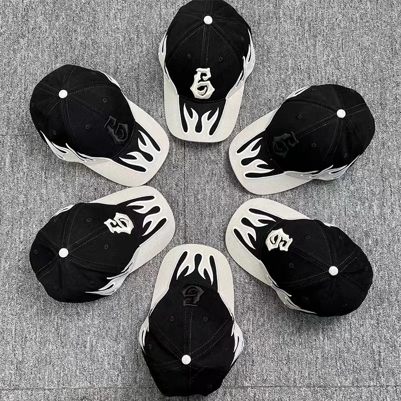 Tide Brand Frog Drift New Duck Tongue Cap Fashion Kanye West Ye Tangda Streetwear Flame Embroidery Racing Baseball Cap Wholesale