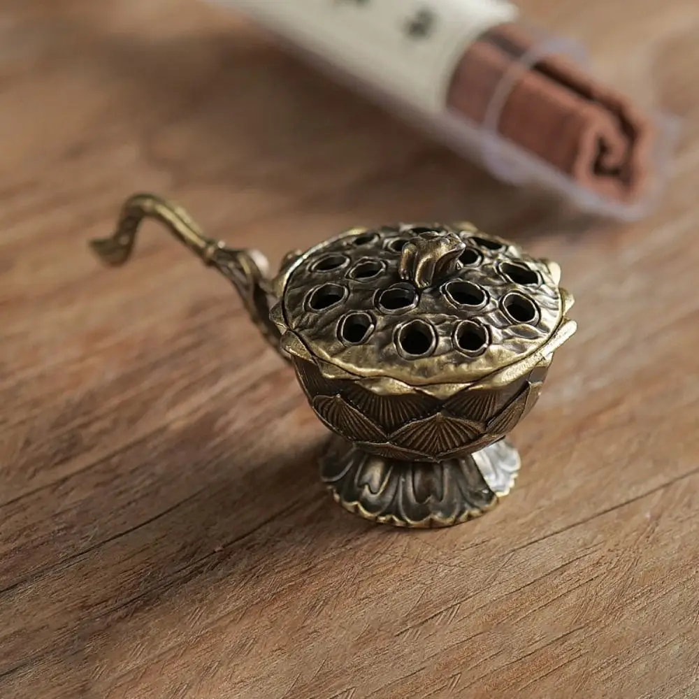 New Chinese Style Incense Burner Zinc Alloy Good Symbolism Incense Holder Lotus Lucky Cat God of Wealth Incense Burning