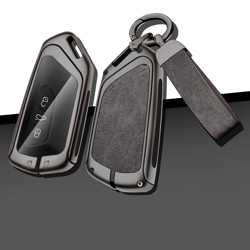 Leather Car Metal Key Case Cover For VW Golf 8 MK8 ID.3 ID.4 Cupra Skoda Octavia A8 SEAT Leon MK4 2020 2021 Formentor Tarraco