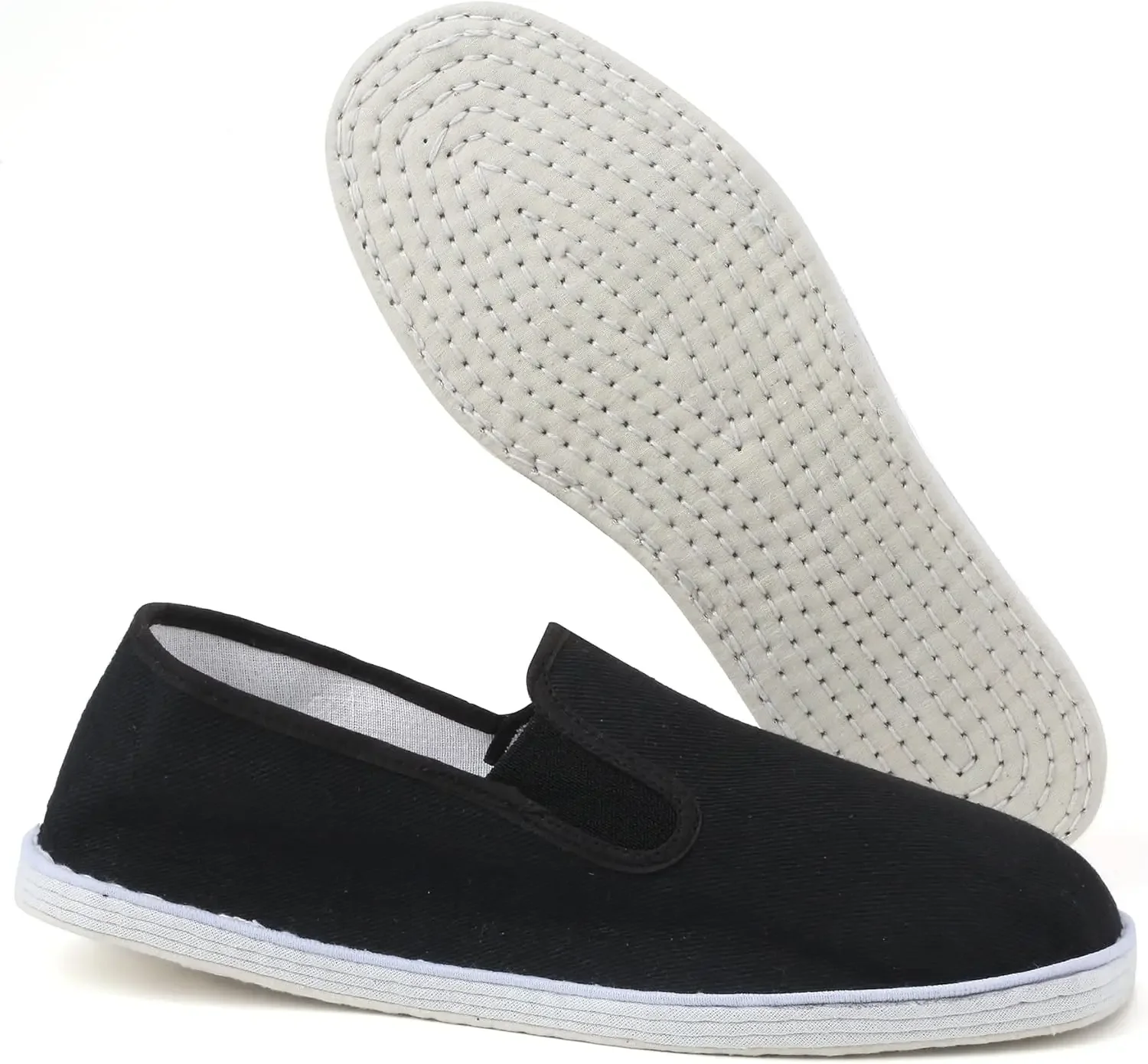 Men's Traditional Chinese Kung Fu Tai Chi Cotton Sole Canvas Shoes Black Martial Art Cloth Shoes Sport Sneaker