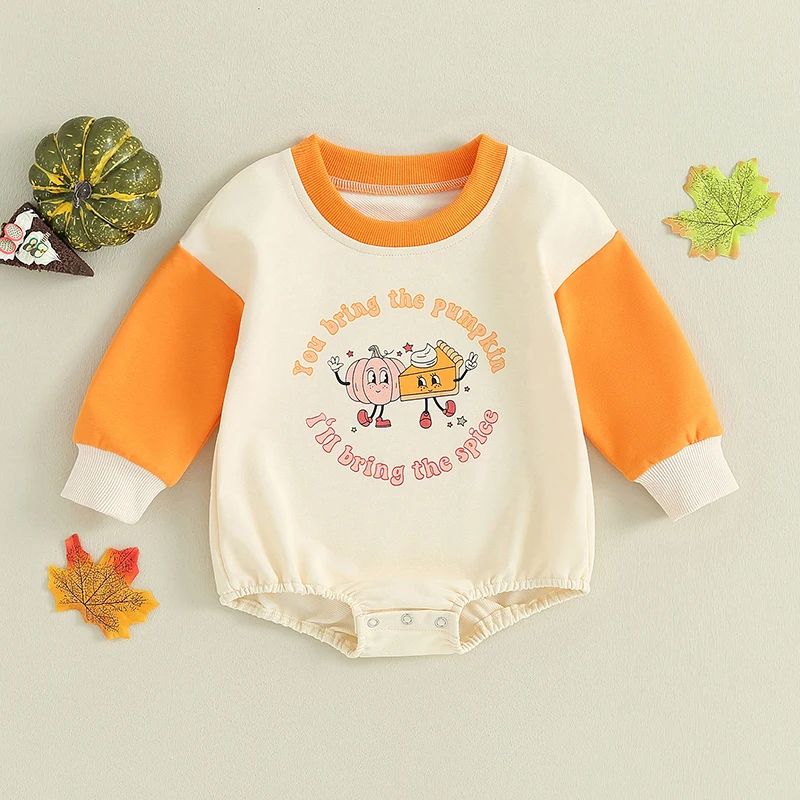 

Baby Girls Long Sleeve Rompers Infant Halloween Letter Print Round Neck Bodysuit Newborn Jumpsuits for Winter