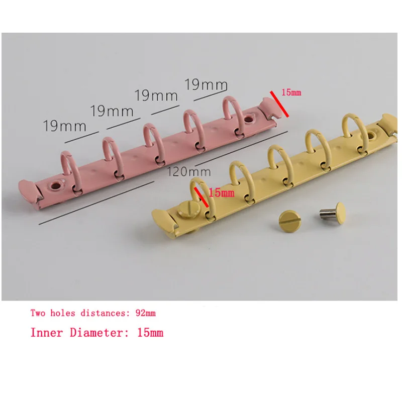 ネジ付きミニバインダークリップ,5リング,a8,m5,120mm, 15mm, 20mm