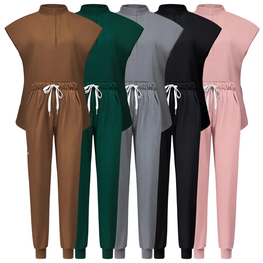 Nurse Accessories Medical Uniform Women Solid Color Surgical Gowns Comfortable Dental Scrub Work Clothes Pharmacy Uniform Female