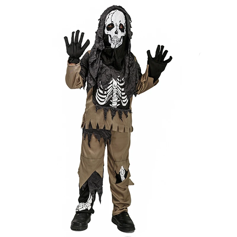 Gruselige Zombie Cosplay Kostüme Skelett Schädel Kostüm Anzug Halloween Kostüm für Kinder Karneval Party verkleiden Overalls und Maske