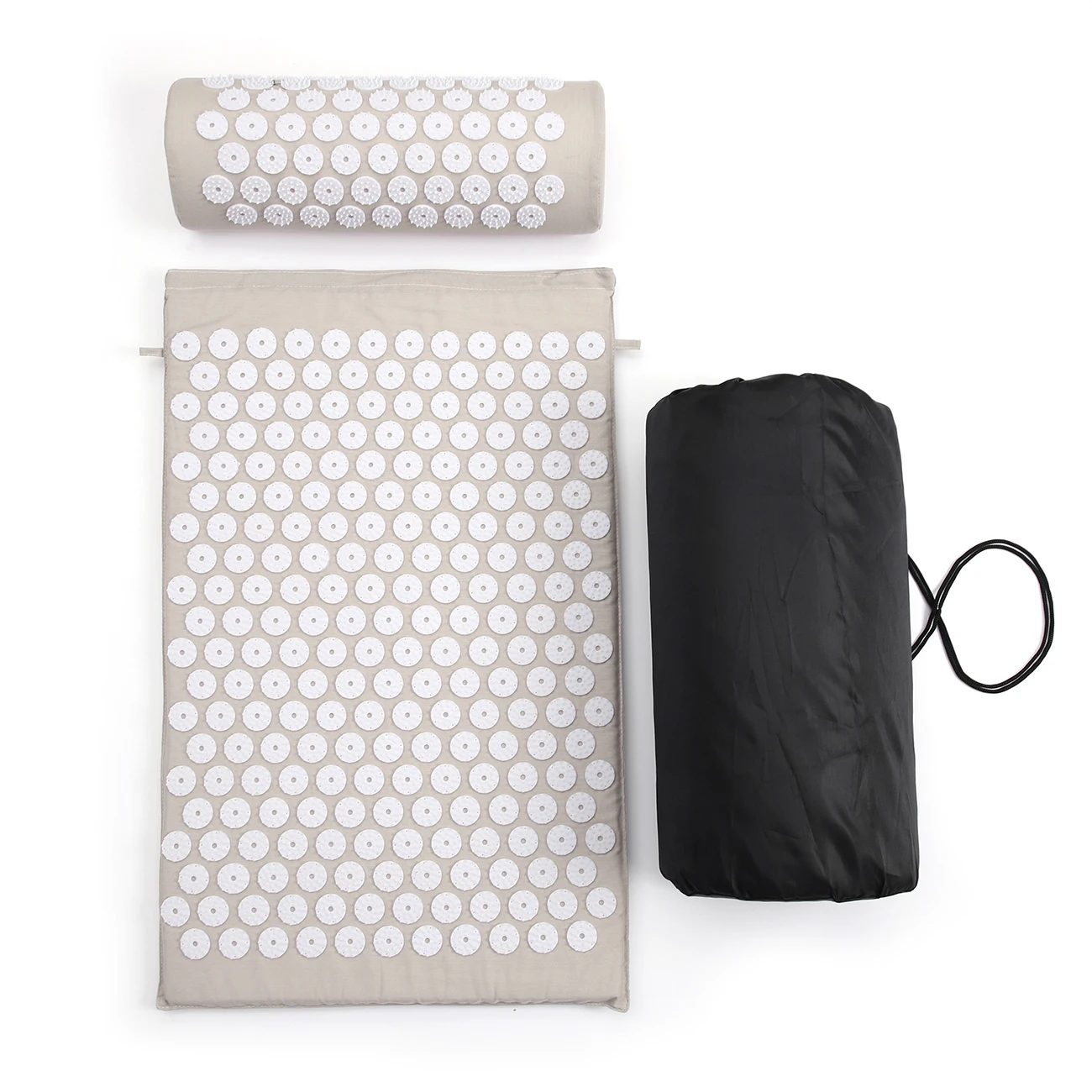 68*42*2cm Light Gray Acupressure Massage Mat & Pillow Set Free Storage Bag