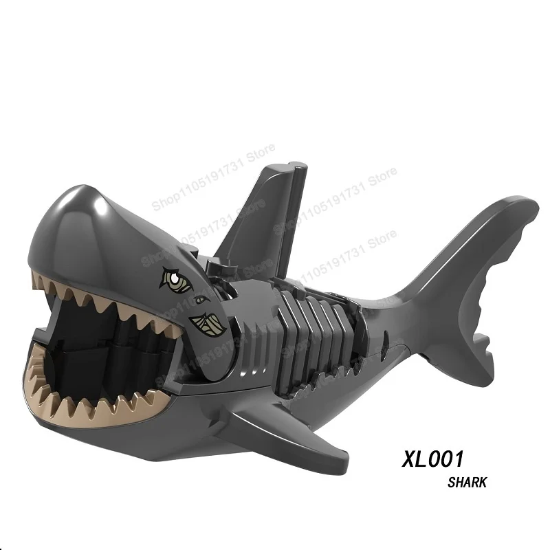 Figurines de construction de requins de dessins animés d'anime, accessoires, blocs de construction assemblés, mini jouets pour enfants, collection de poupées, cadeaux K2260 XP582