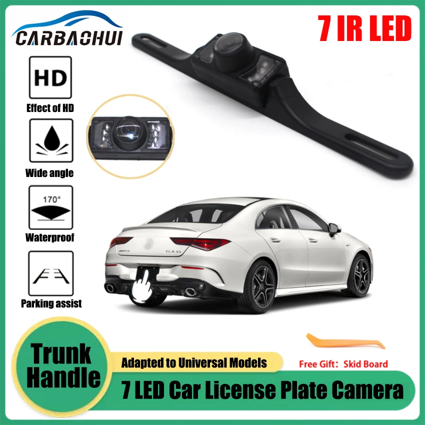 7 LED Car License Plate camera Rear View Reversing Back Up Parking Camera HD CCD Night Vision 12V 170 degree wide angle