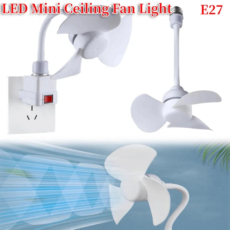 E27 Base Socket Fan Light with USB Port Indoor Ceiling Hose Extender Bulb Fan for Bedroom Living Room