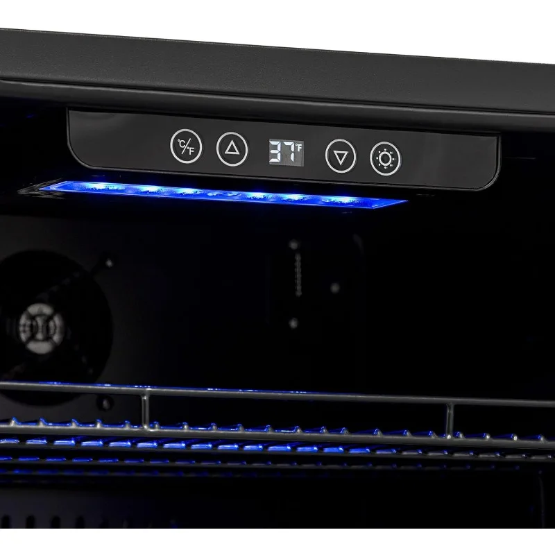 مبرد ثلاجة المشروبات بسعة 177 علبة - ثلاجة صغيرة من الفولاذ المقاوم للصدأ مع باب زجاجي بمفصلات قابلة للعكس