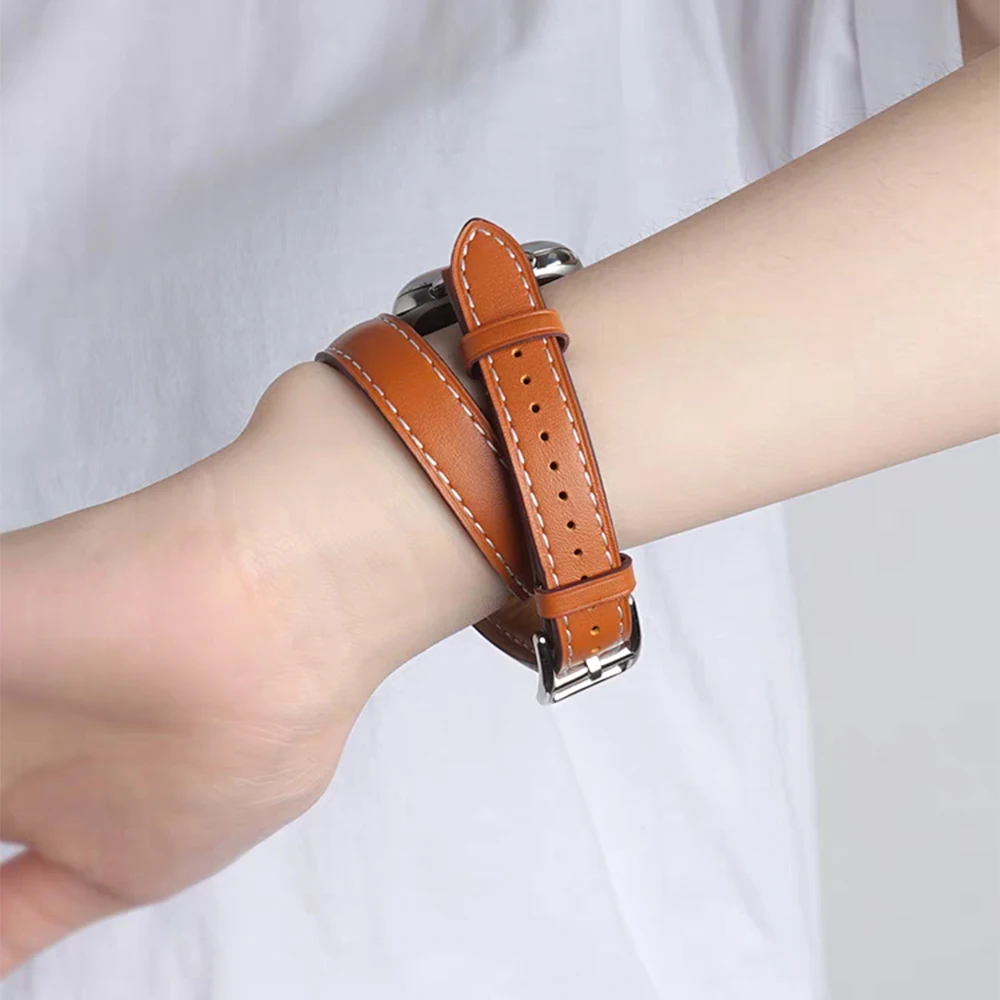 Кожаный ремешок для Apple Watch Band 49 мм 41 мм 45 мм 40 мм 44 мм 42 мм IWatch Series 10 9 8 7 6 SE 5 4 Ultra 2 1, сменный Браслет