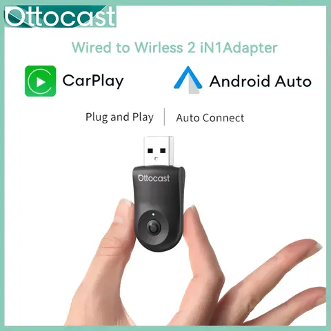 OTTOCAST 새로운 미니 무선 CarPlay 안드로이드 자동 무선 어댑터 플러그 앤 플레이 WiFi Toyota Audi Benz 용 고속 연결 동글