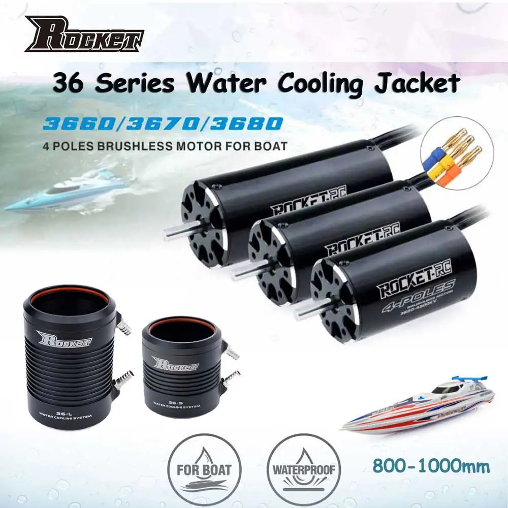 ROCKET-RC 3660 3670 3680 Waterproof Brushless Motor 36-S/36-L Water Cooling Jacket for M41 Catamaran Spartan 800-1000mm RC Boat