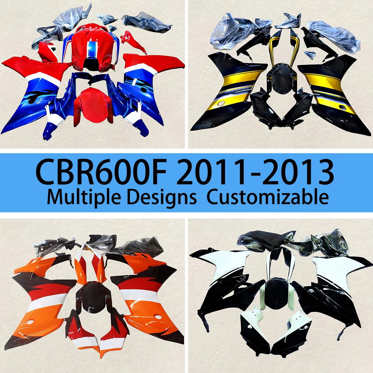 Aftermarket Fairings for HONDA CBR 600F 2011 2012 2013 Complete Motorcycle Plastic Body Set Fairing Plastic Kit CBR600F 11 12 13