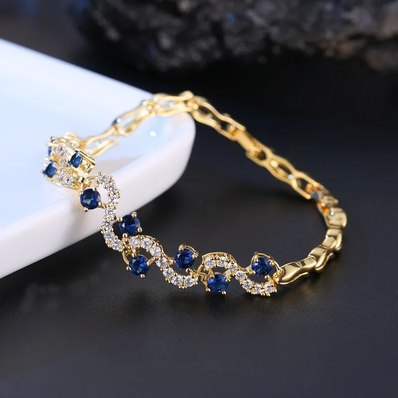 1pc Sparkling Zircon Bracelet for Women Fashion Elegant Charm Bracelets Exquisite Crystal Gemstone Jewelry Dinner Party Gifts